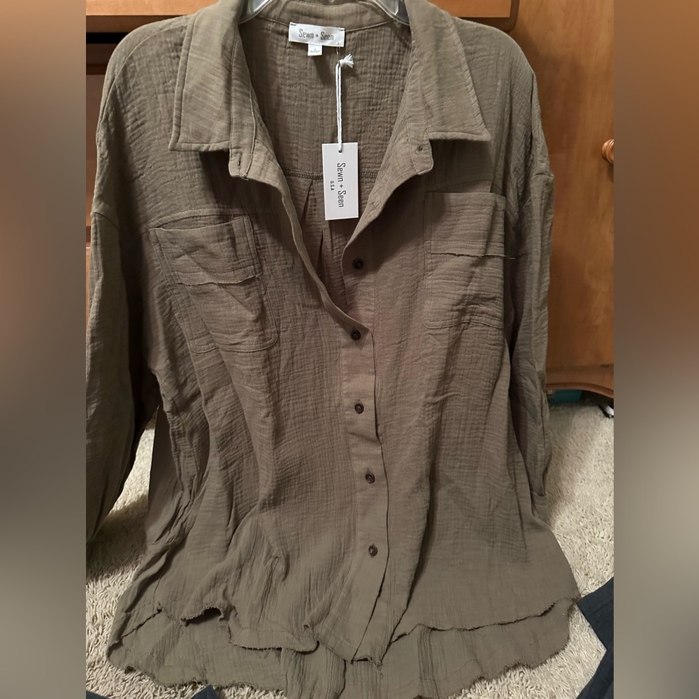 NWT Sewn & Seen Cotton Gauze Top